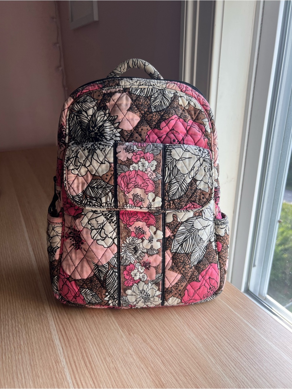 Vera Bradley Small Backpack Mocha Rouge Retired
